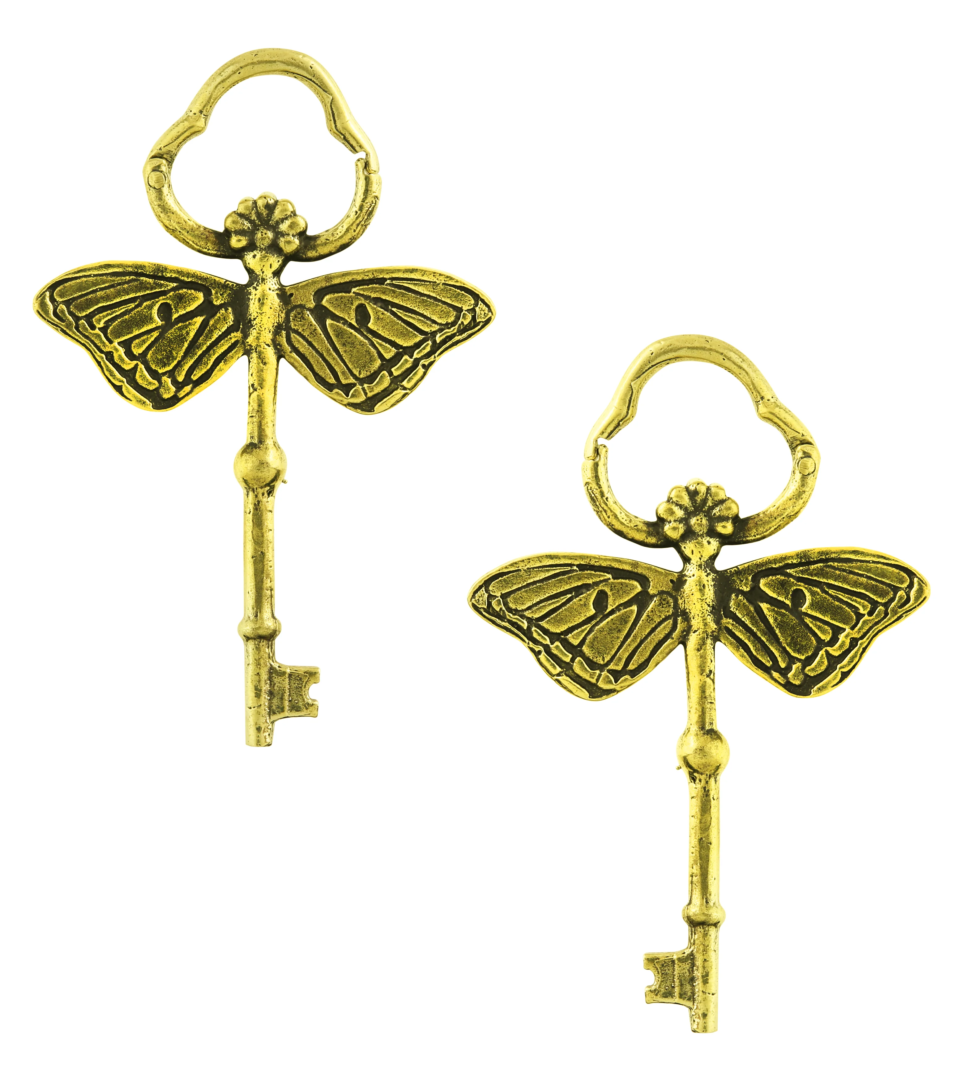 Dragonfly Key Hinged Brass Ear Weights - Image 2