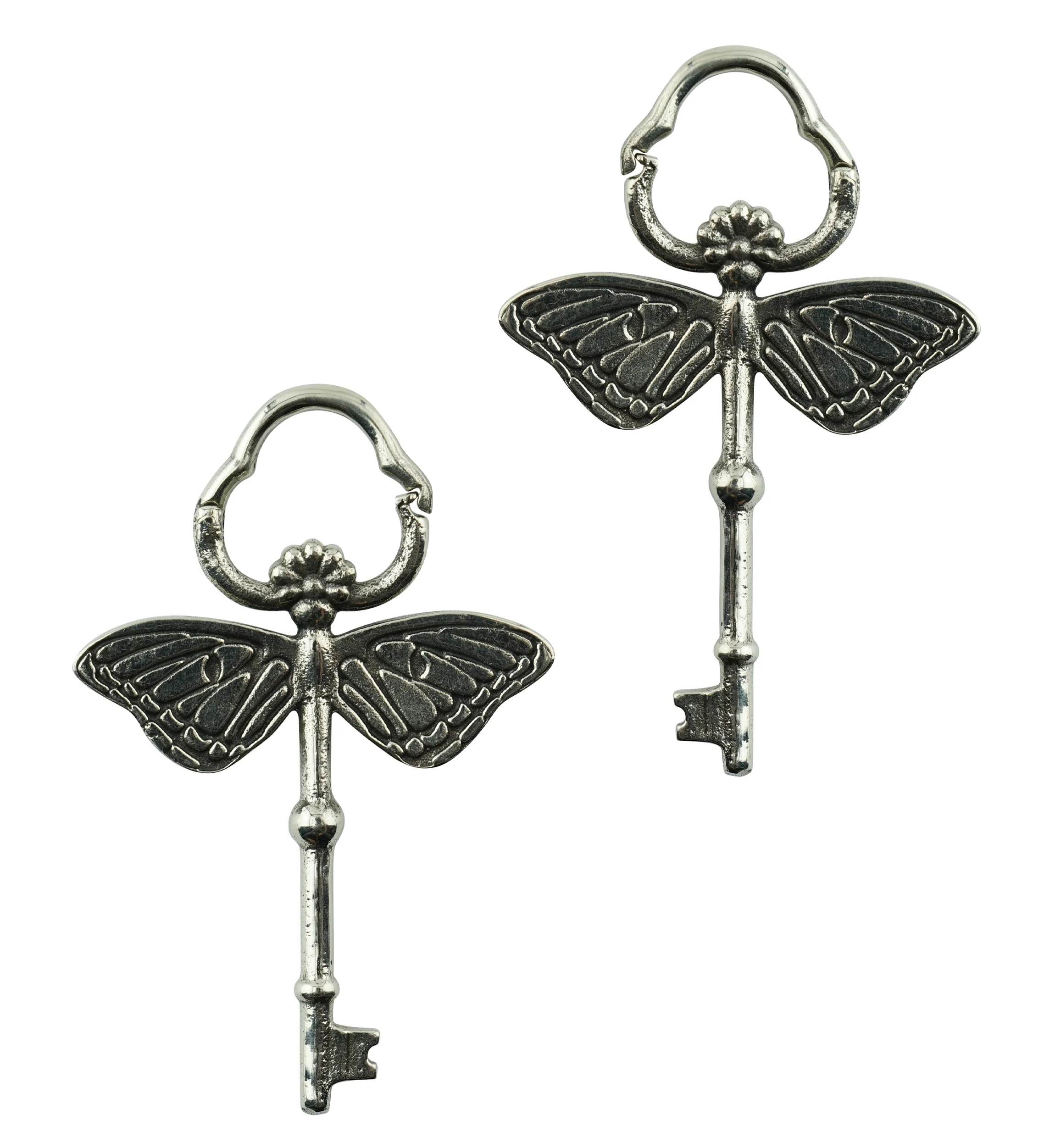 Dragonfly Key White Brass Hinged Ear Weights - Image 4