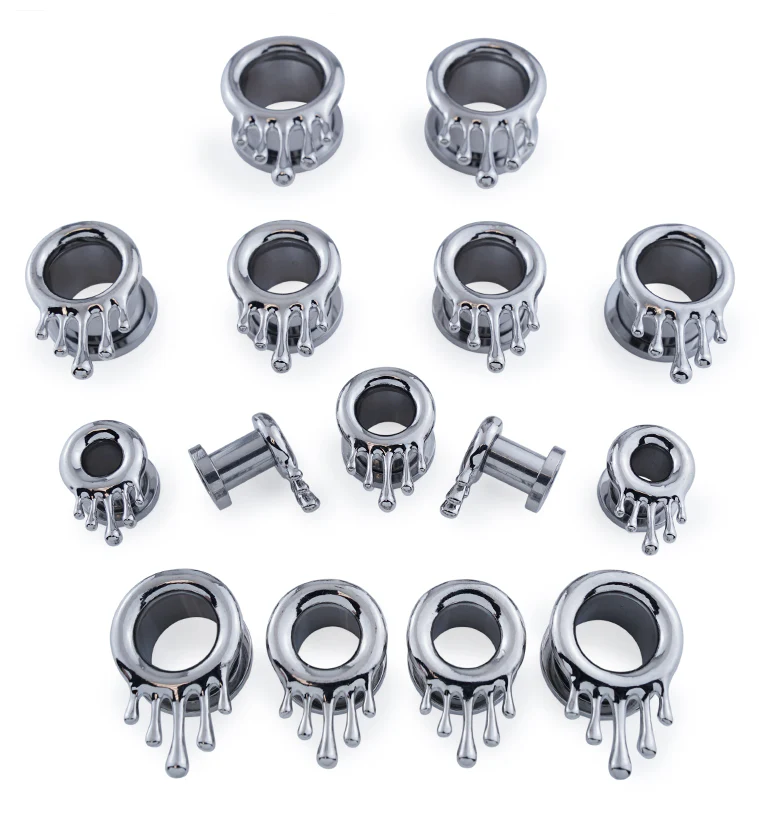 Dripping Stainless Steel Screw Back Tunnel Plugs - Image 3