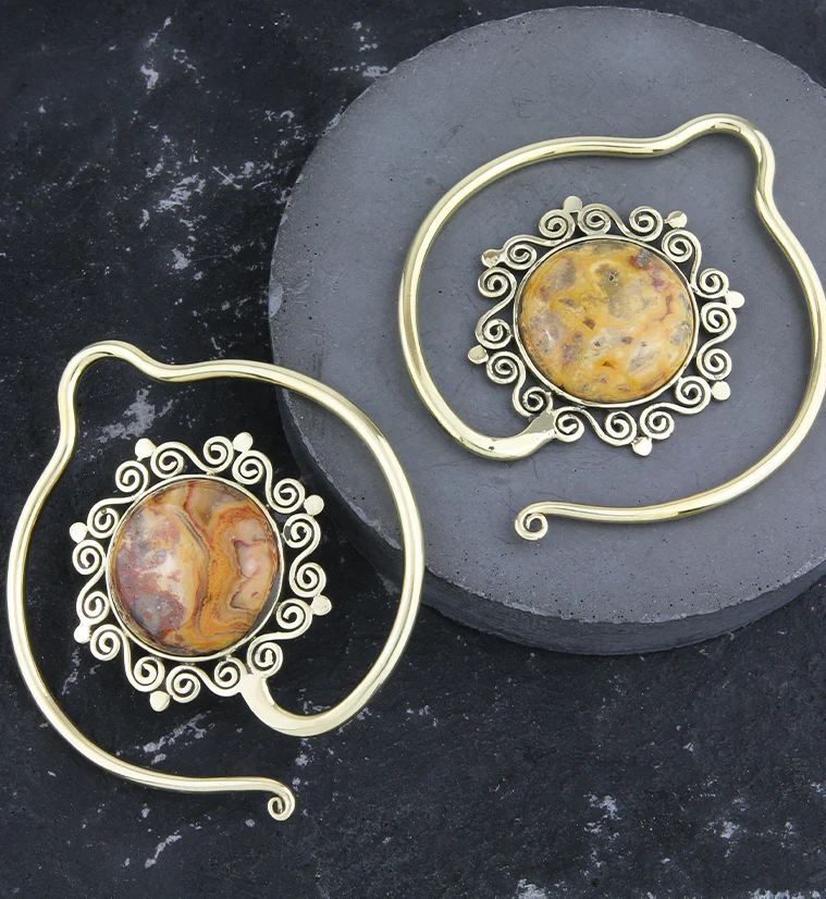 Helix Crazy Agate Stone Ear Weights - Image 2