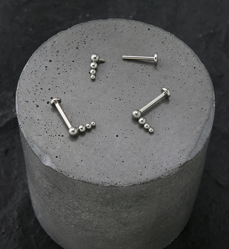 Drop Line Beaded Titanium Internally Threaded Labret - Image 2