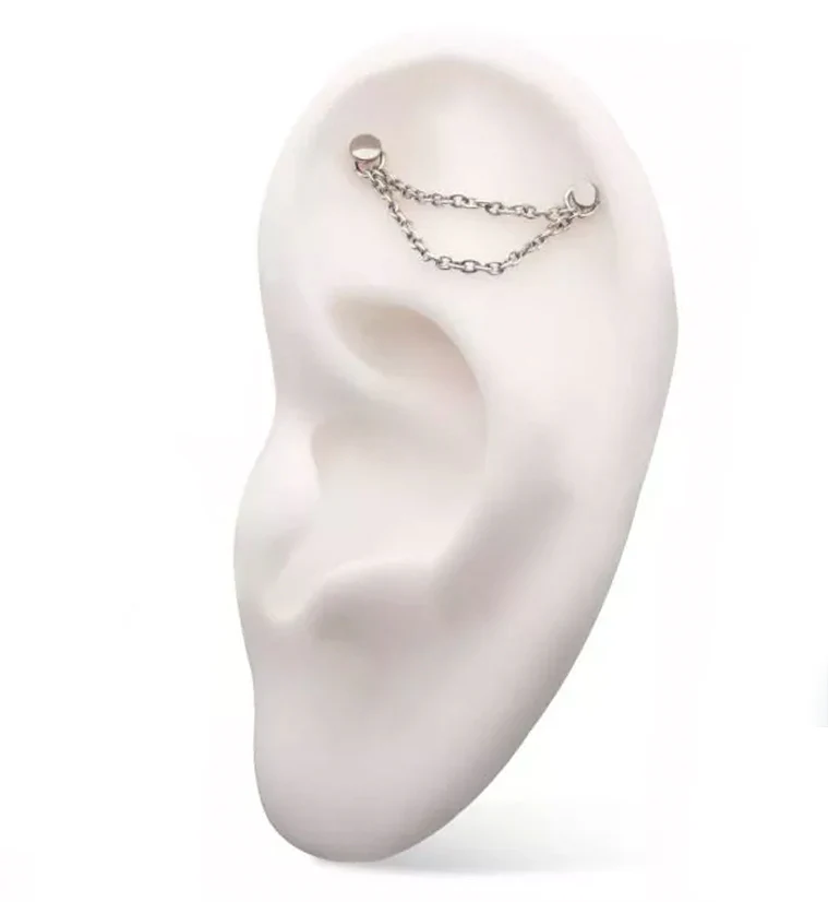 Double Rolo Titanium Nose Piercing Chain - Image 4