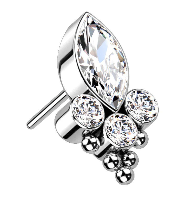 Duchess Beaded Clear CZ Titanium Threadless Top
