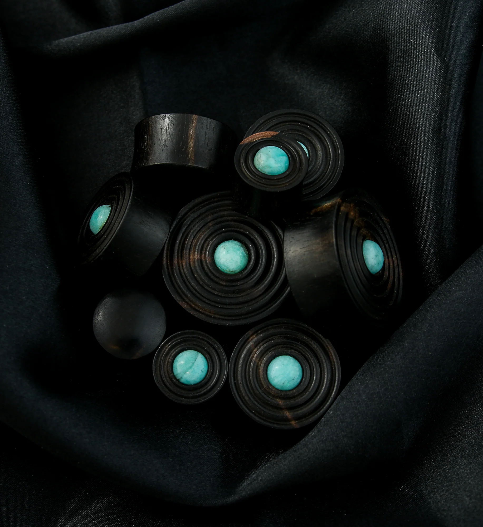 Ecliptic Areng Wood Plugs With Amazonite Stone Inlay - Image 2