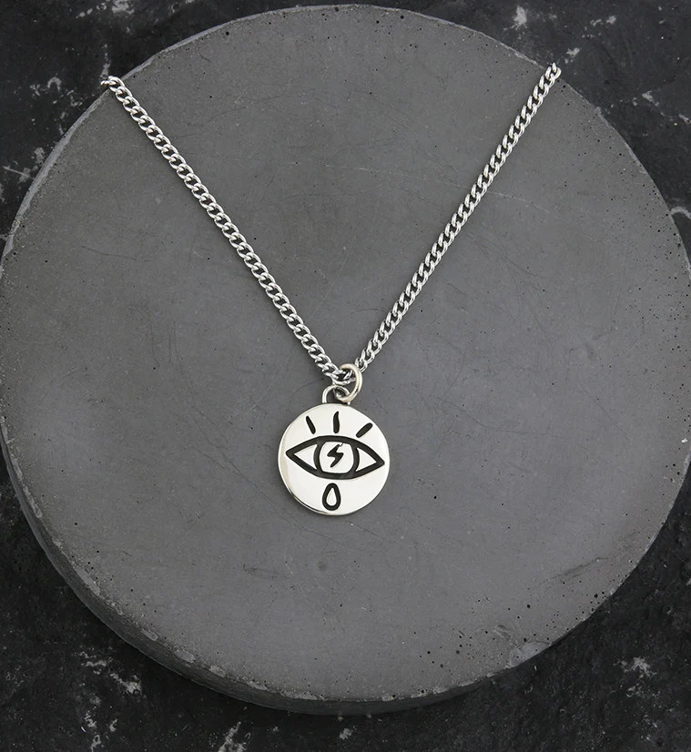 Electric Eye White Brass Charm Necklace - Image 2
