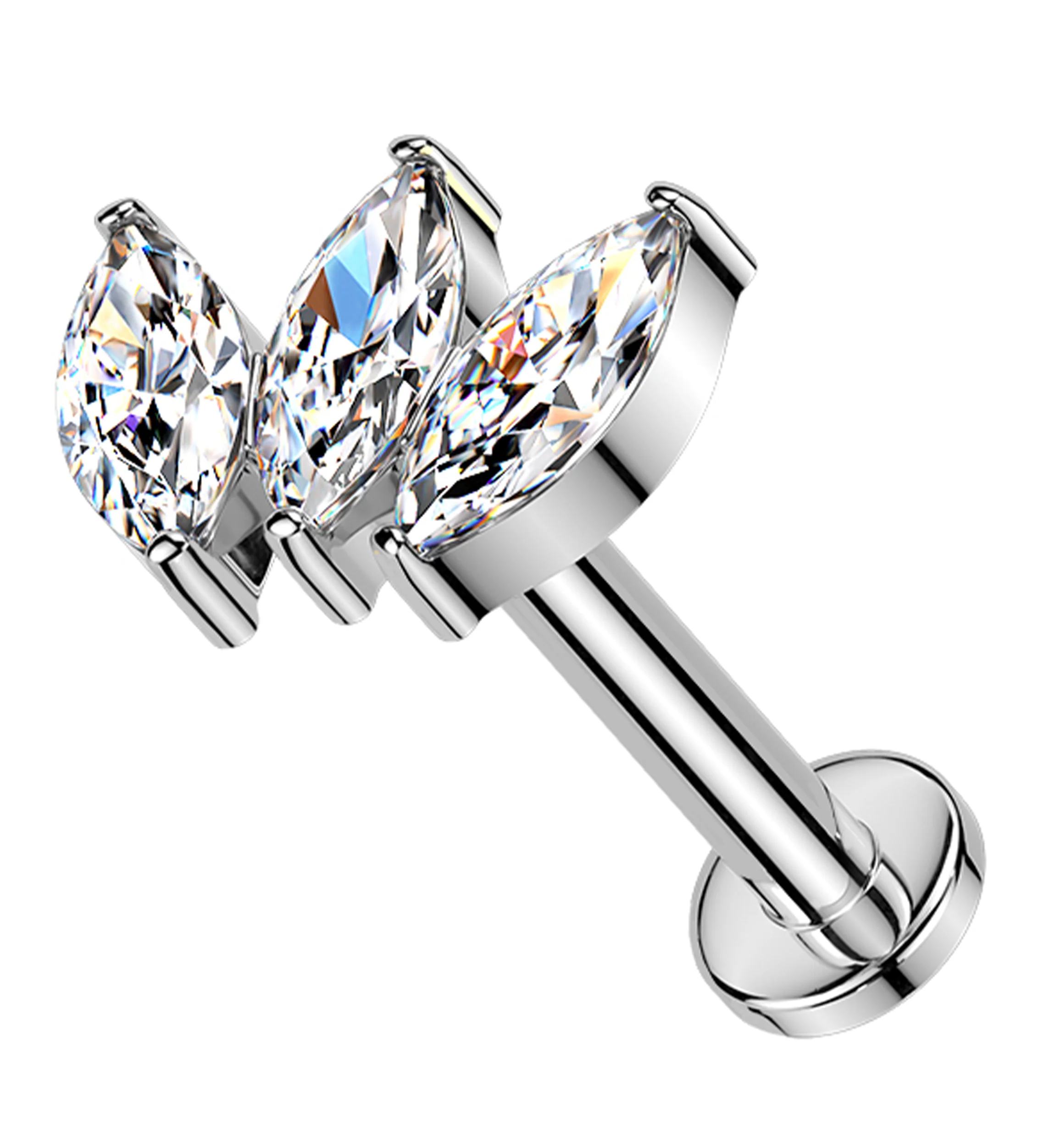 Empress Clear CZ Threadless Titanium Flat Disk Labret
