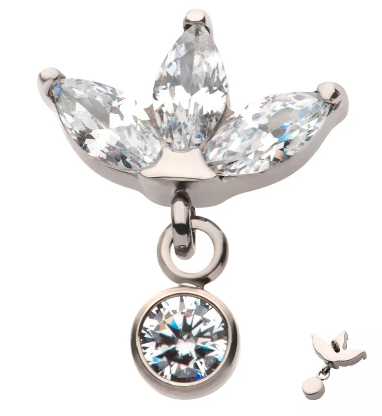 Empress Dangle CZ Internally Threaded Titanium Top