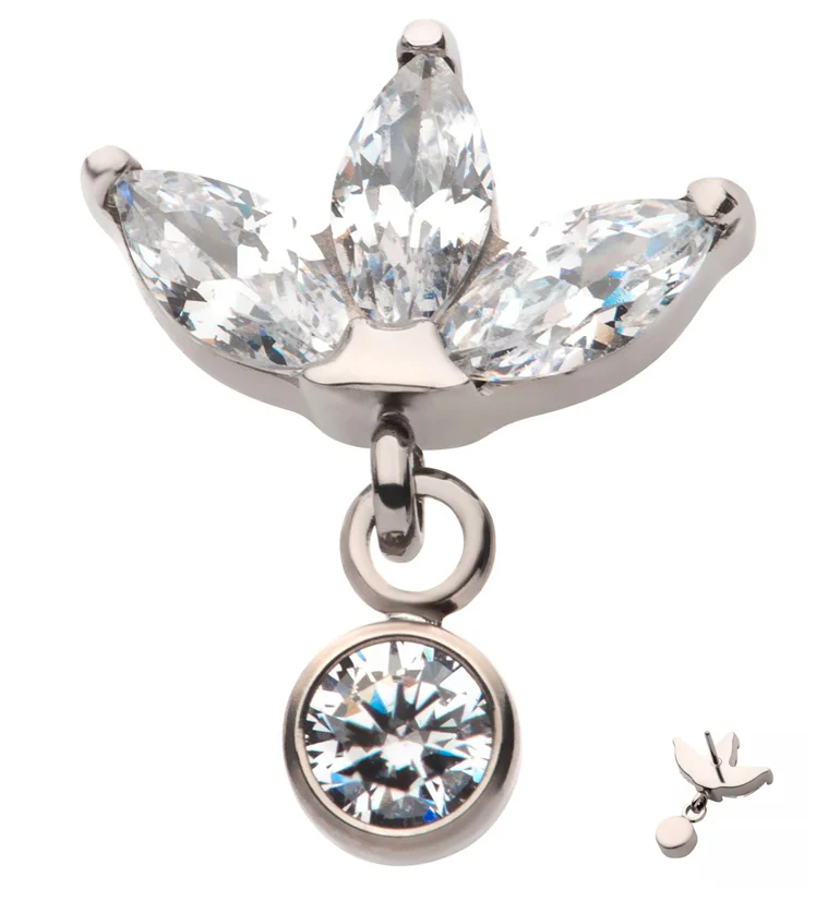 Empress Dangle CZ Threadless Titanium Top