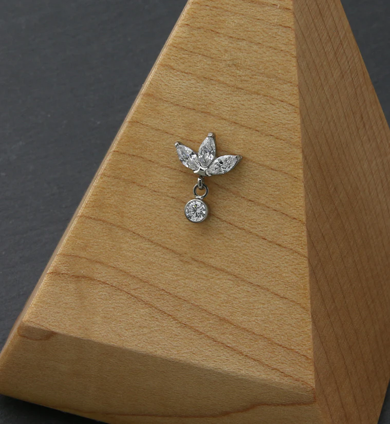 Empress Dangle CZ Threadless Titanium Top - Image 2