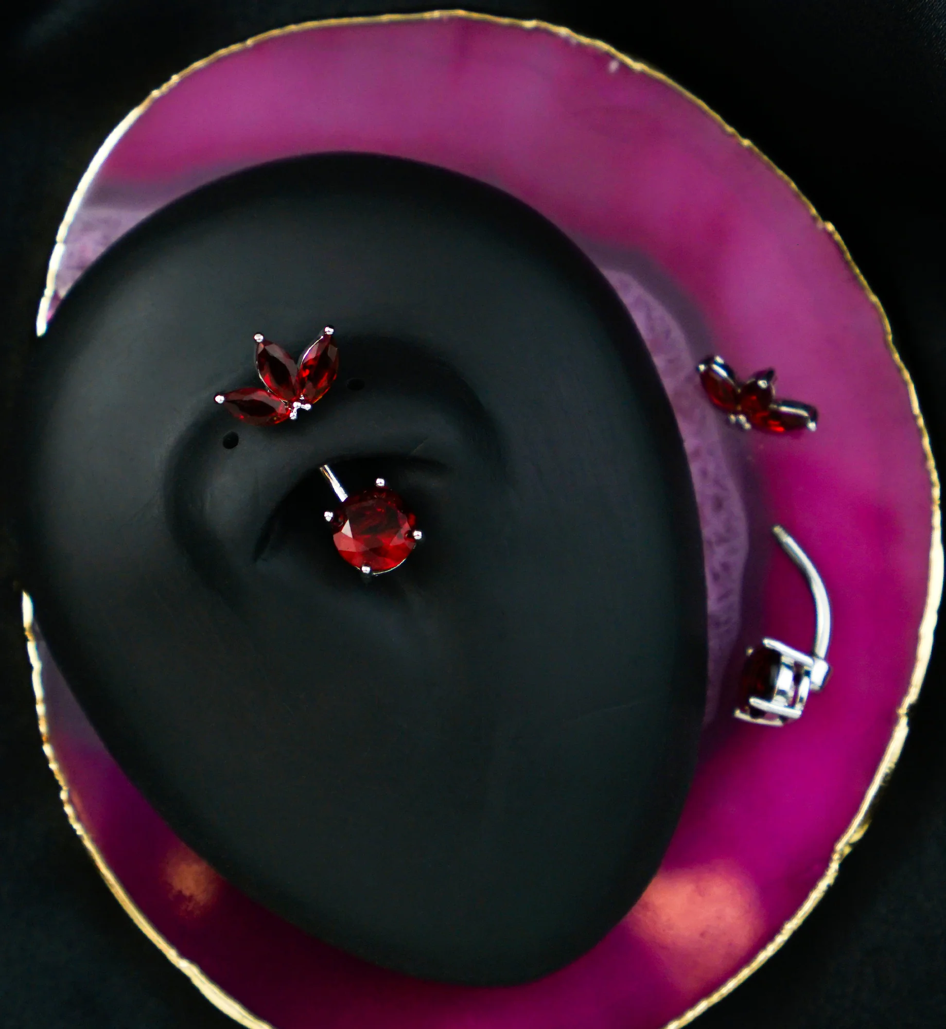 Empress Top Red CZ Stainless Steel Belly Button Ring - Image 2