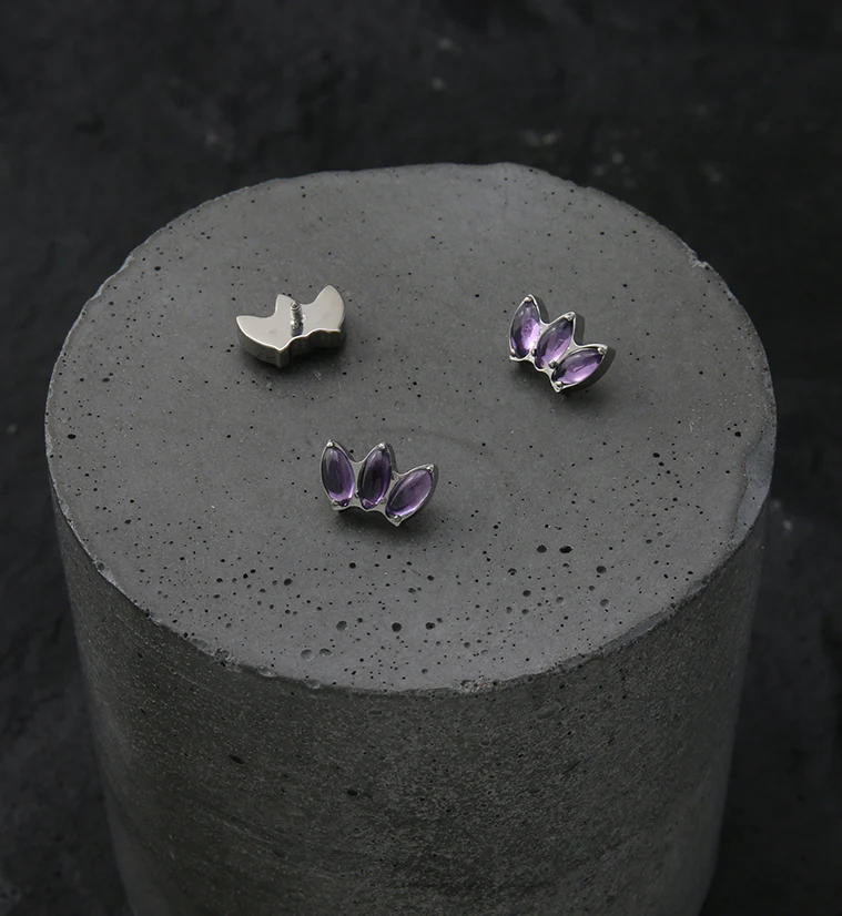 Empress Triple Amethyst Stone Internally Threaded Titanium Top - Image 2
