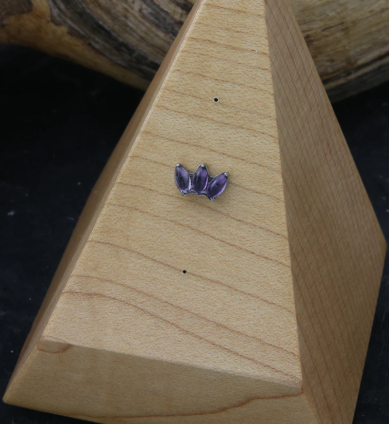 Empress Triple Amethyst Stone Threadless Titanium Top - Image 2