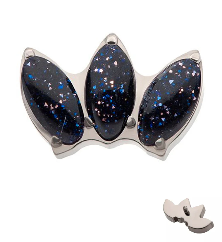 Empress Triple Faux Blue Sandstone Stone Internally Threaded Titanium Top