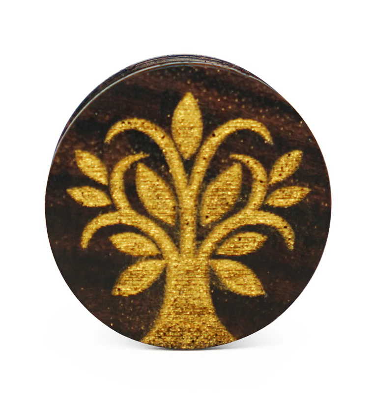 Engraved Filigree Tree Sono Wood Plugs - Image 3