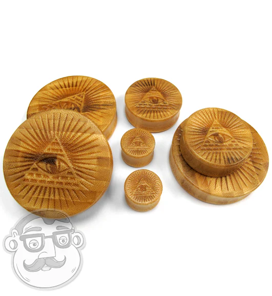 Engraved Illuminati Bamboo Plugs - Image 3