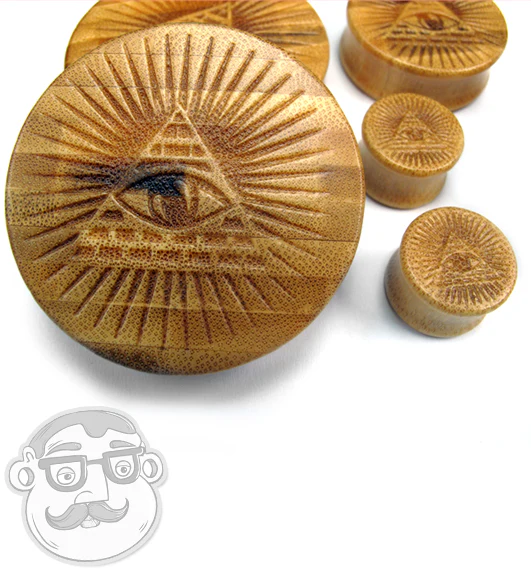 Engraved Illuminati Bamboo Plugs - Image 4