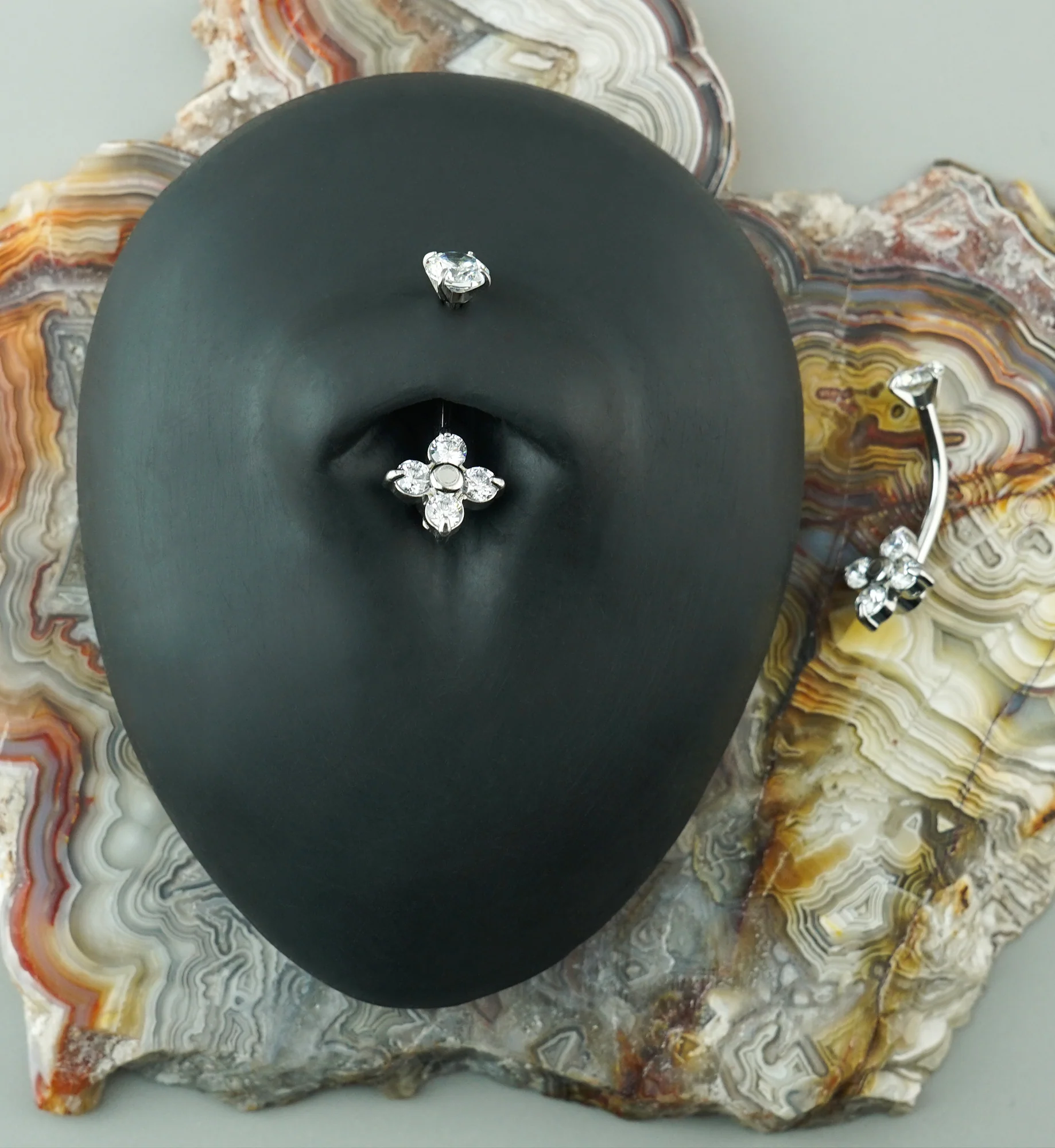 Equinox CZ Stainless Steel Internally Threaded Belly Button Ring - Image 2