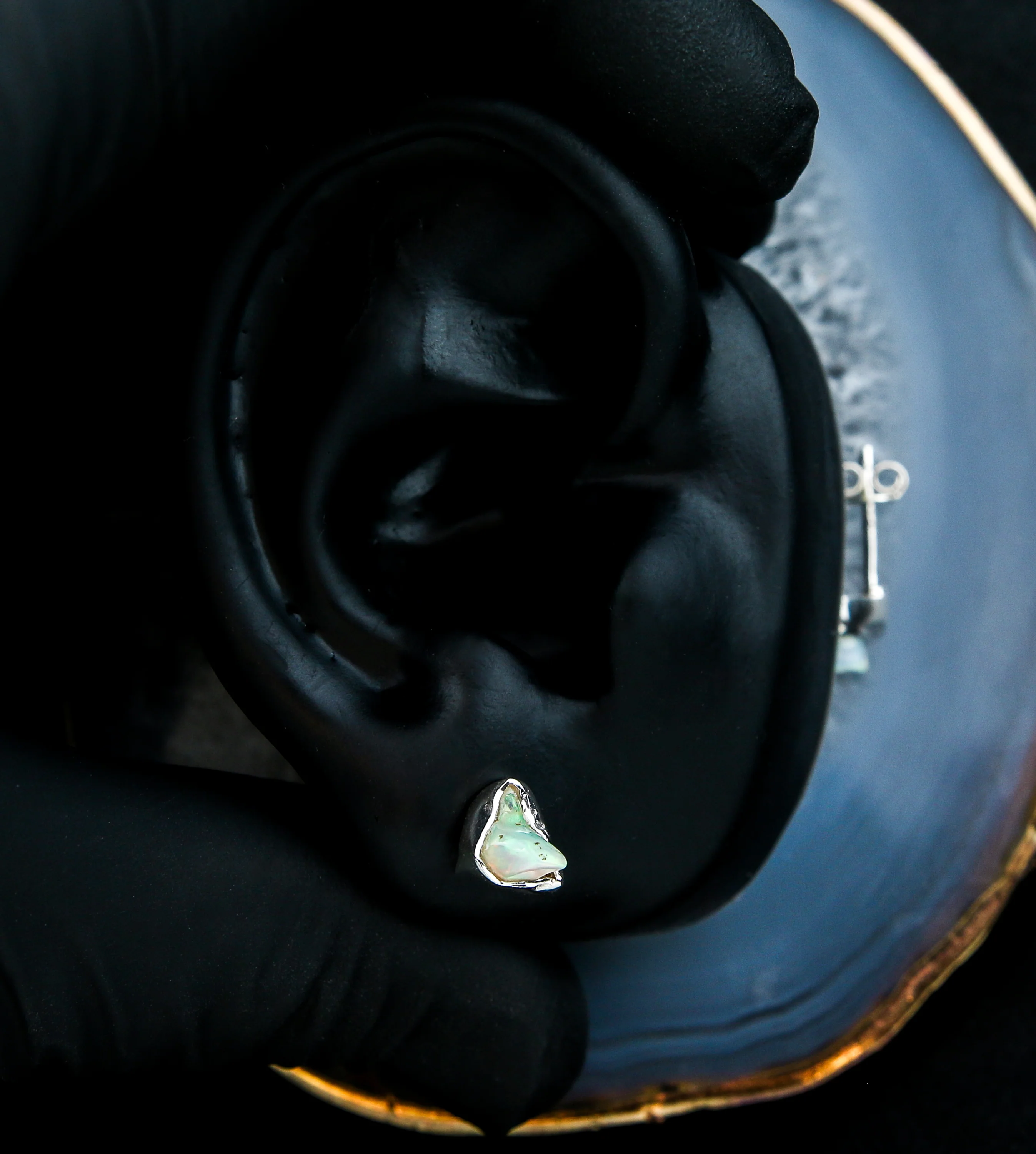 Ethiopian Opal Bezel Set Sterling Silver Earrings - Image 3