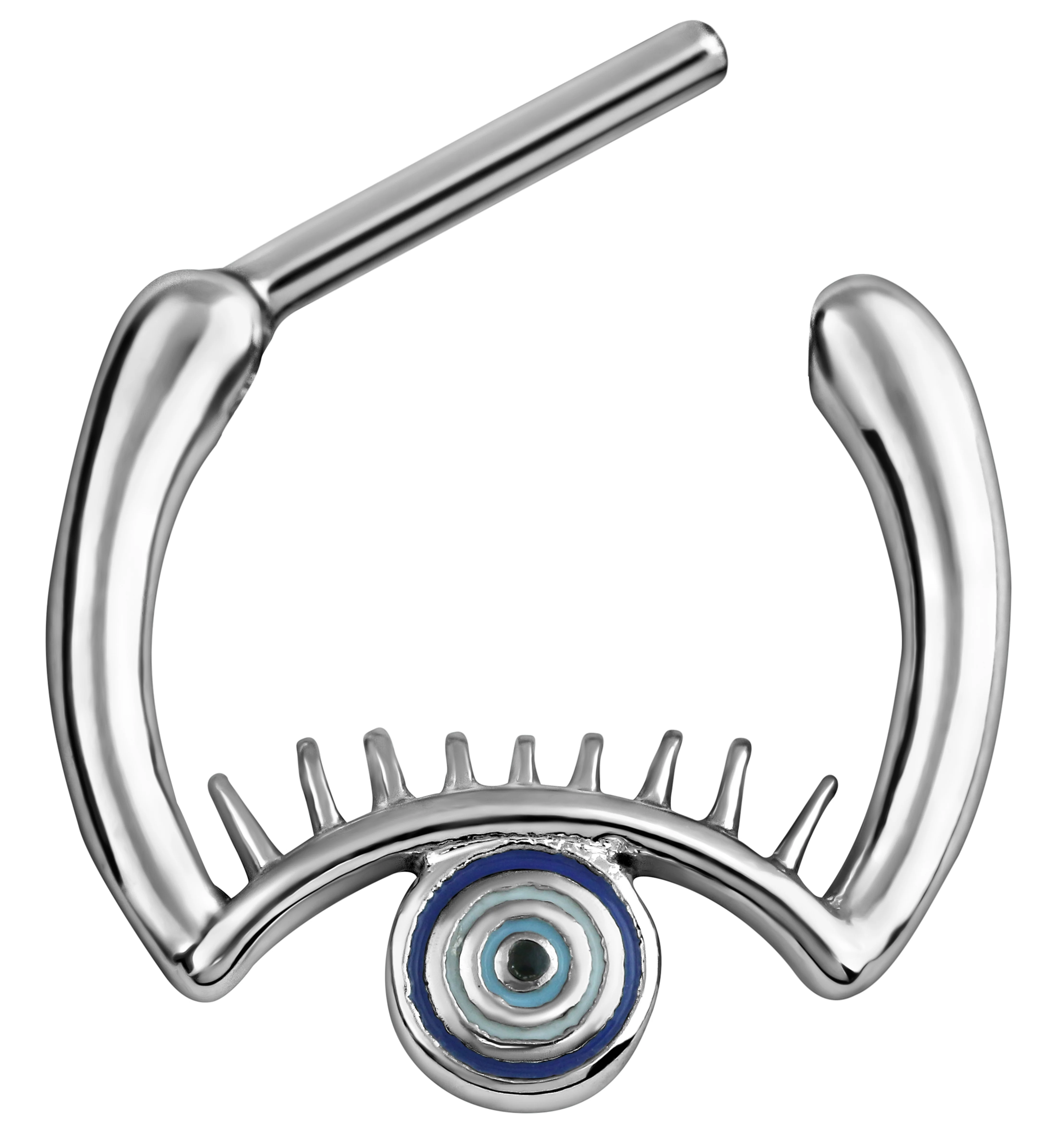 Evil Eye Stainless Steel Straight Hinged Segment Ring - Image 3