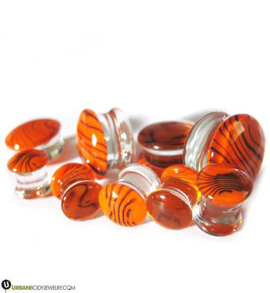 Tiger Orange Glass Plugs - Image 3