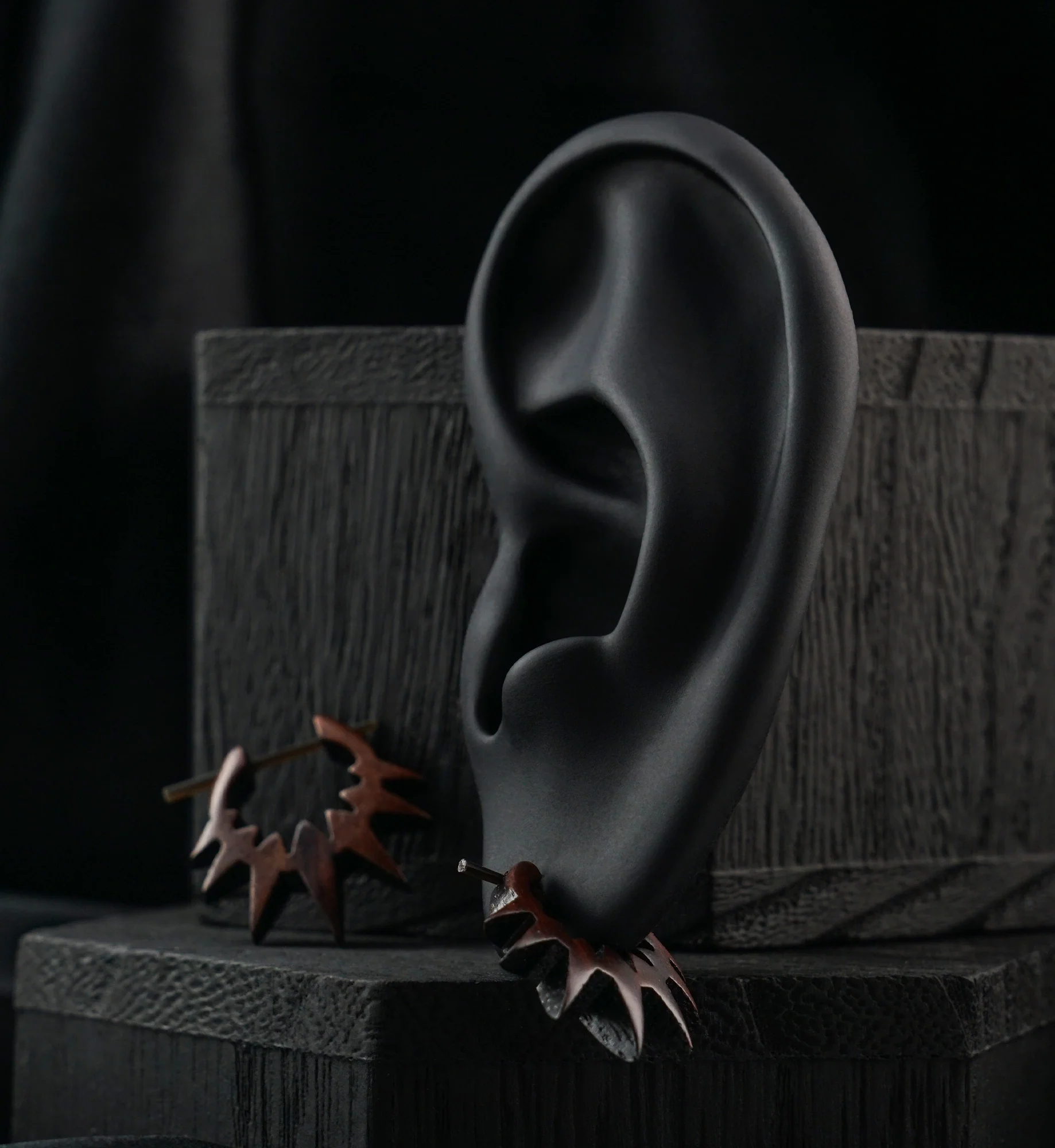 Burst Hoop Sono Wood Earrings - Image 2