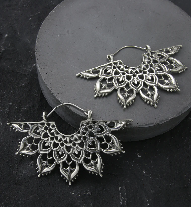 Exult Mandala White Brass Hangers / Earrings - Image 2