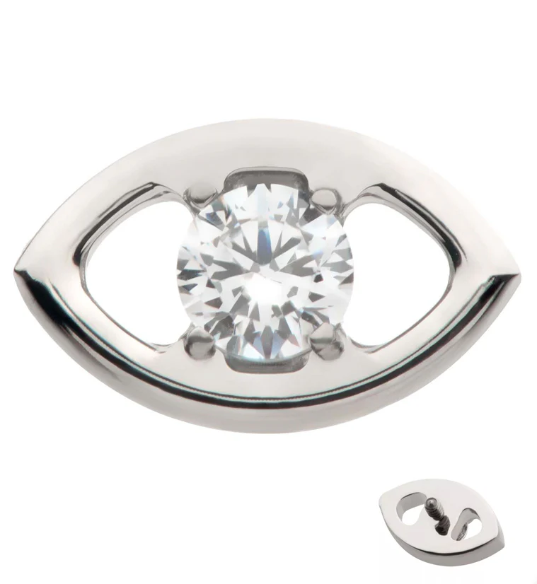 Eye Clear CZ Internally Threaded Titanium Top