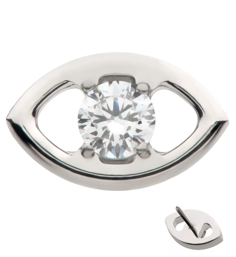 Eye Gem Clear CZ Threadless Titanium Top