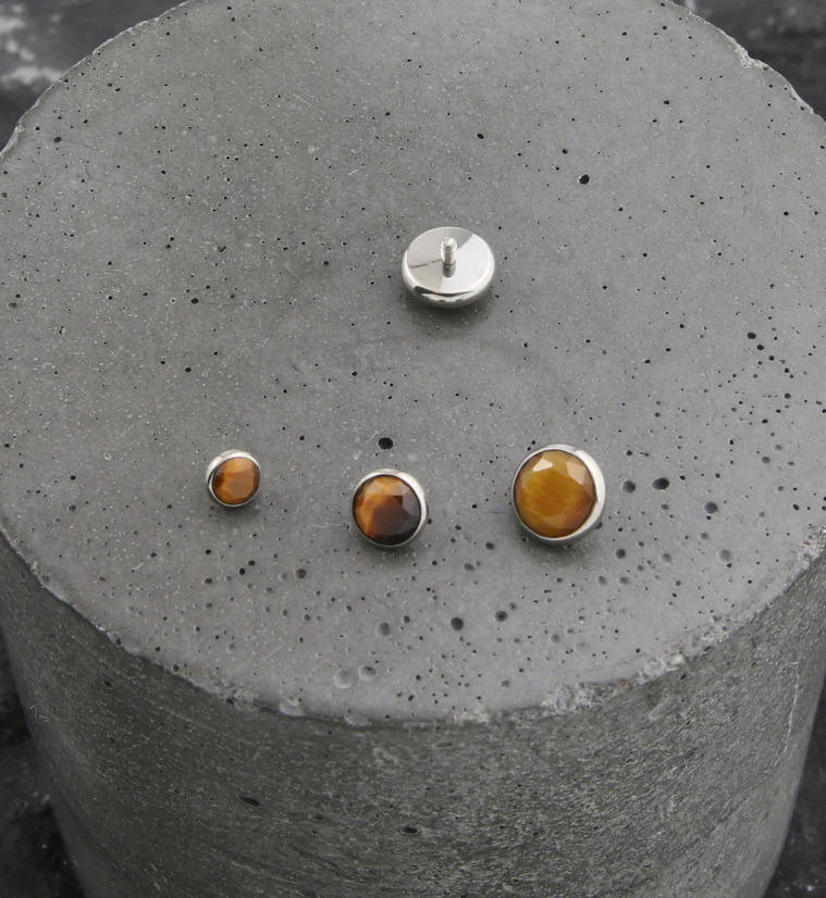 Faceted Tigers Eye Stone Titanium Internally Threaded Top - Image 2