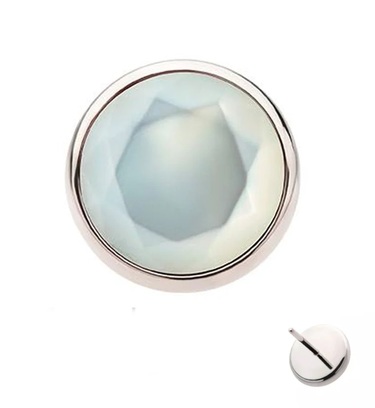Faceted White MOP Titanium Threadless Top