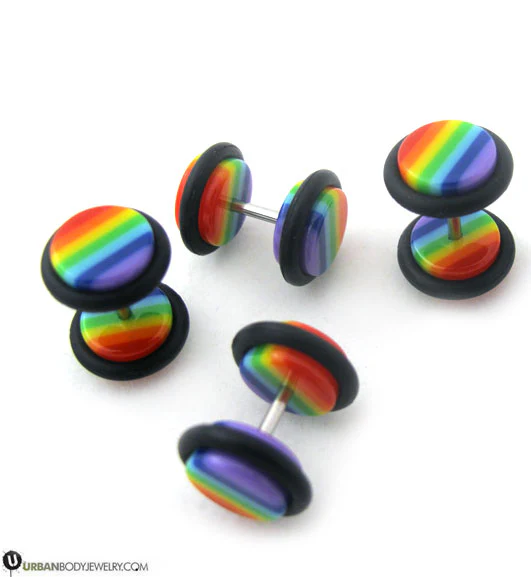 Fake Gauge Rainbow Earring Plugs - Image 2