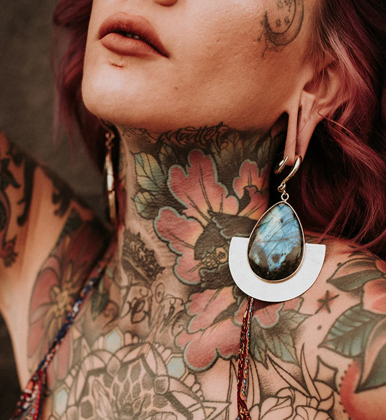 Fault Labradorite Stone Hanging Ear Weights - Image 5