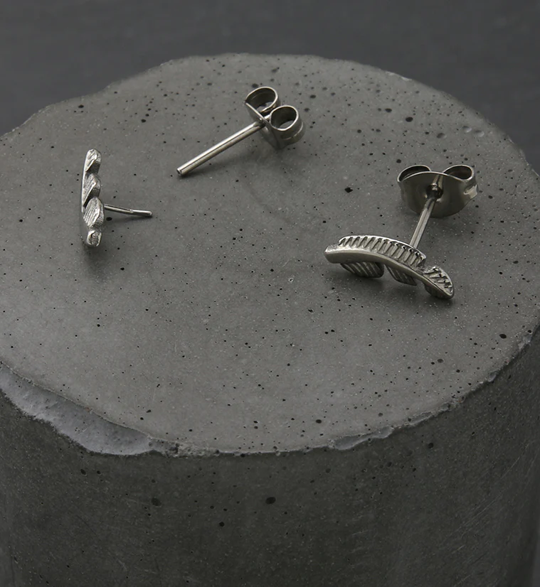 Feather Titanium Threadless Earrings - Image 2