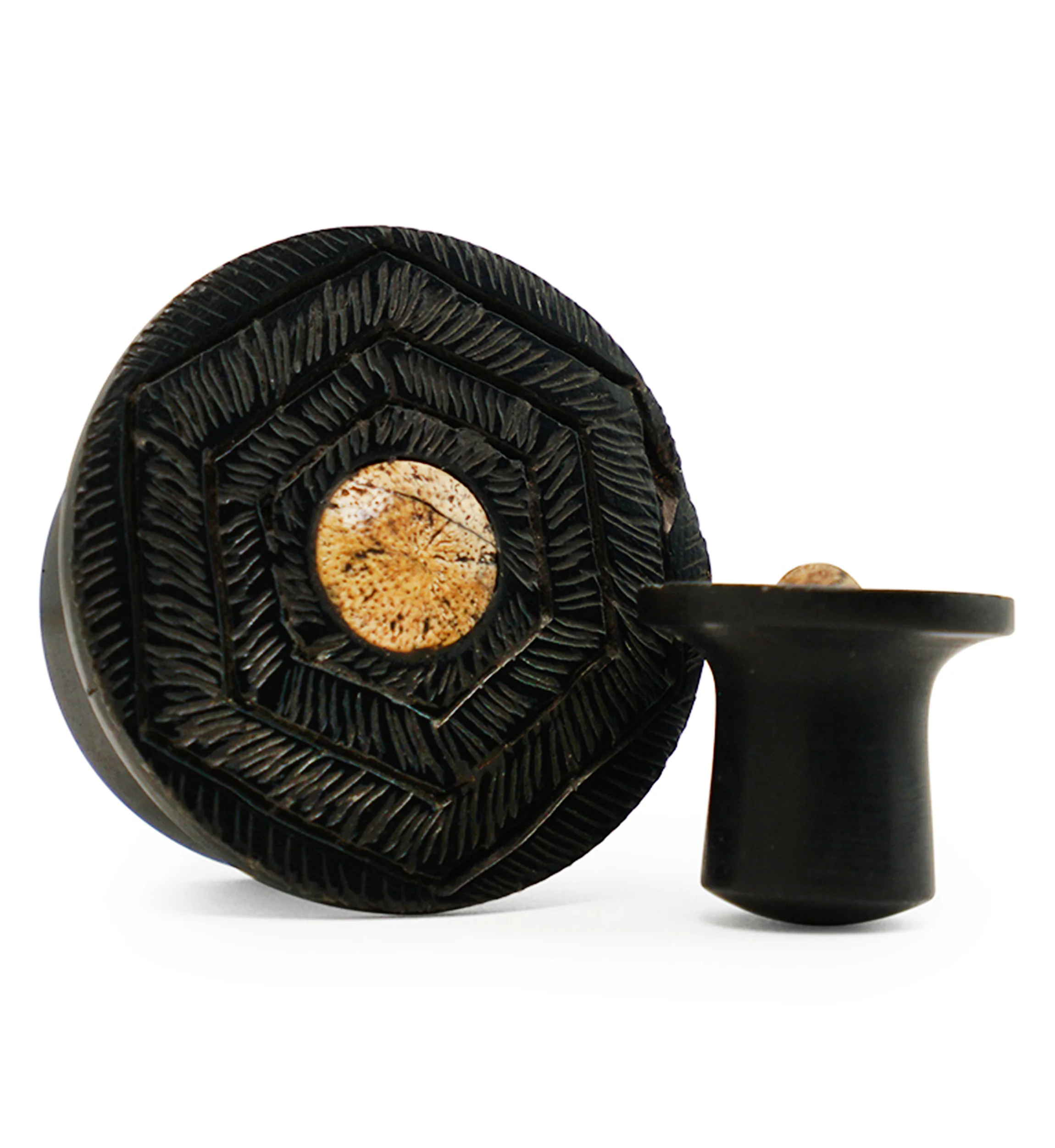 Boundary Geo Areng Wood With Tamarind Wood Inlay Mayan Flare Plugs