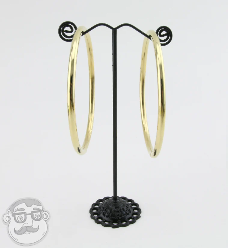 Fierce XL White Brass Hoops - Image 2