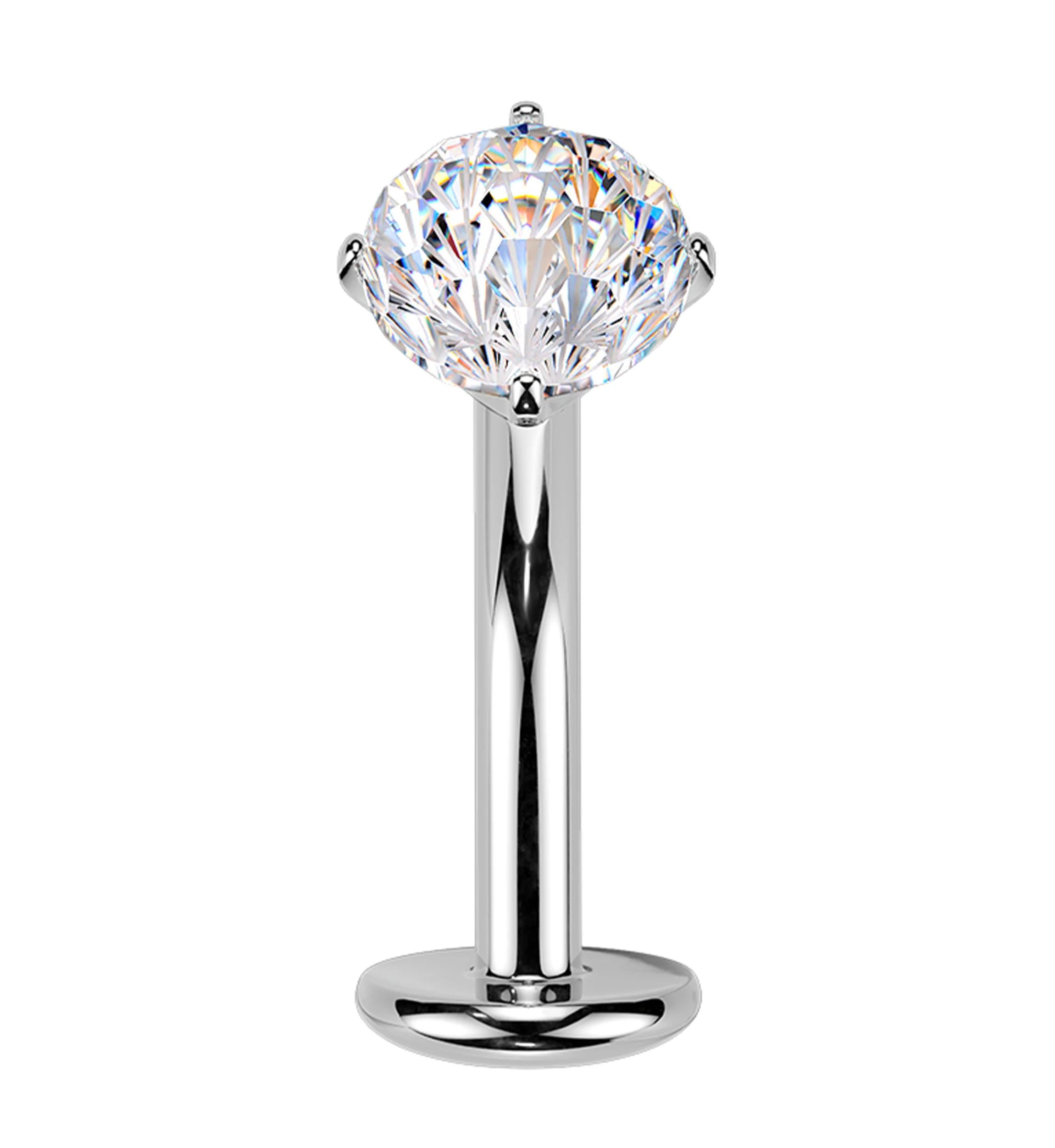 Fireworks Clear CZ Titanium Threadless Curved Labret