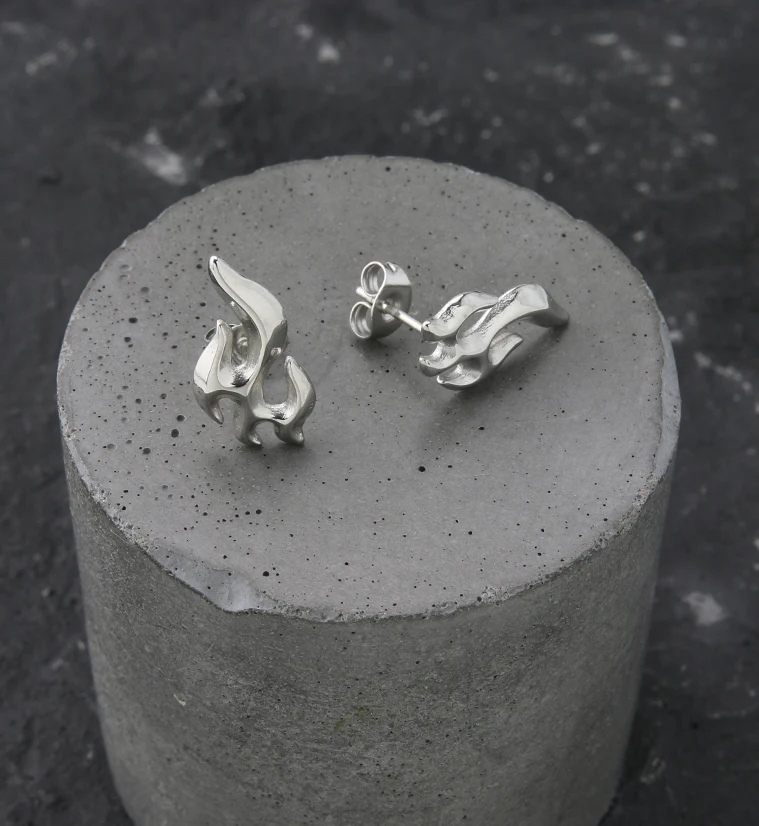 Flame Stainless Steel Stud Earrings - Image 2