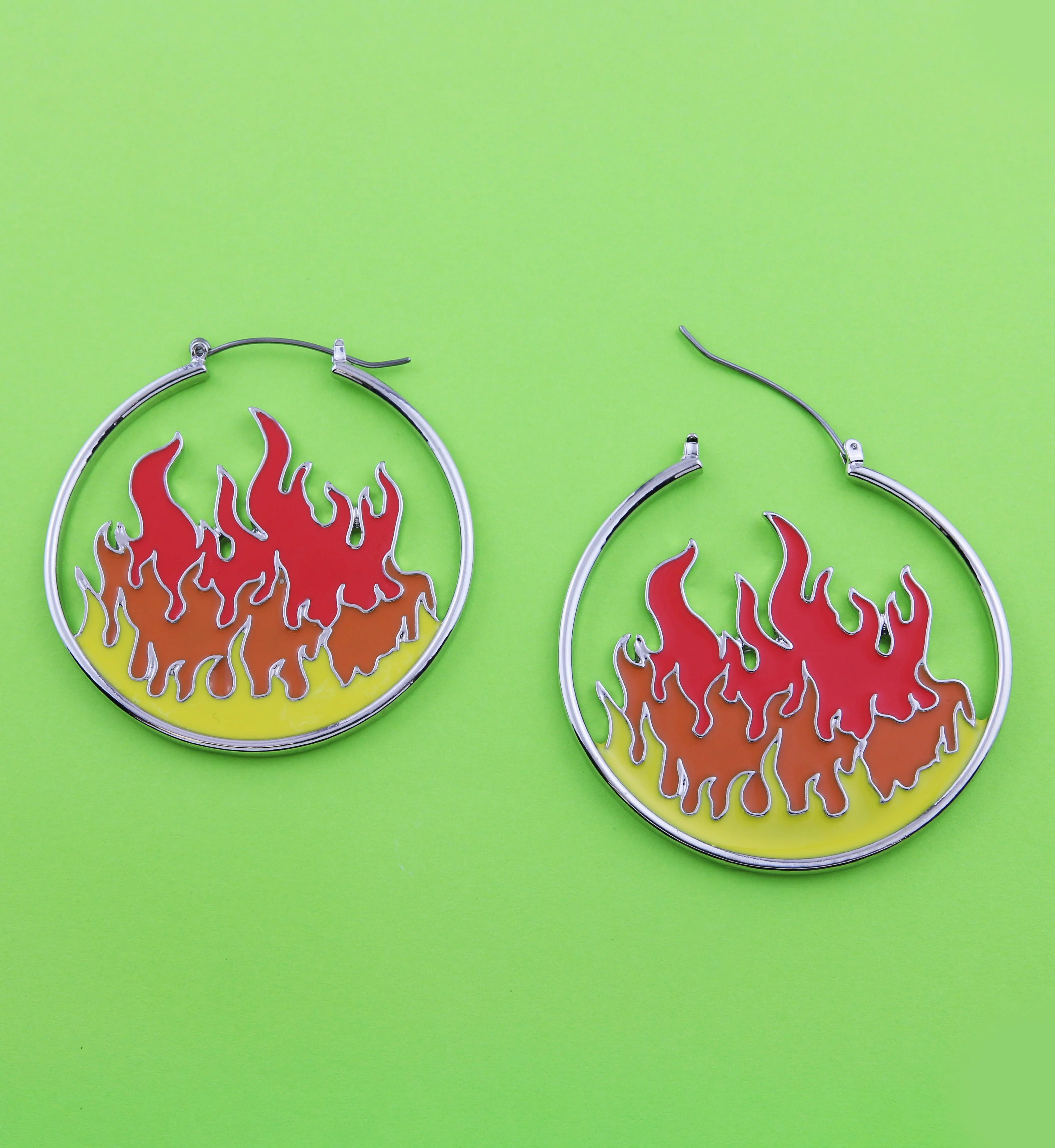 Flames Stainless Steel Plug Hoops - Image 2