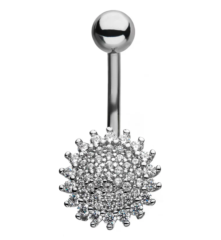 Flare Gem CZ Belly Button Ring