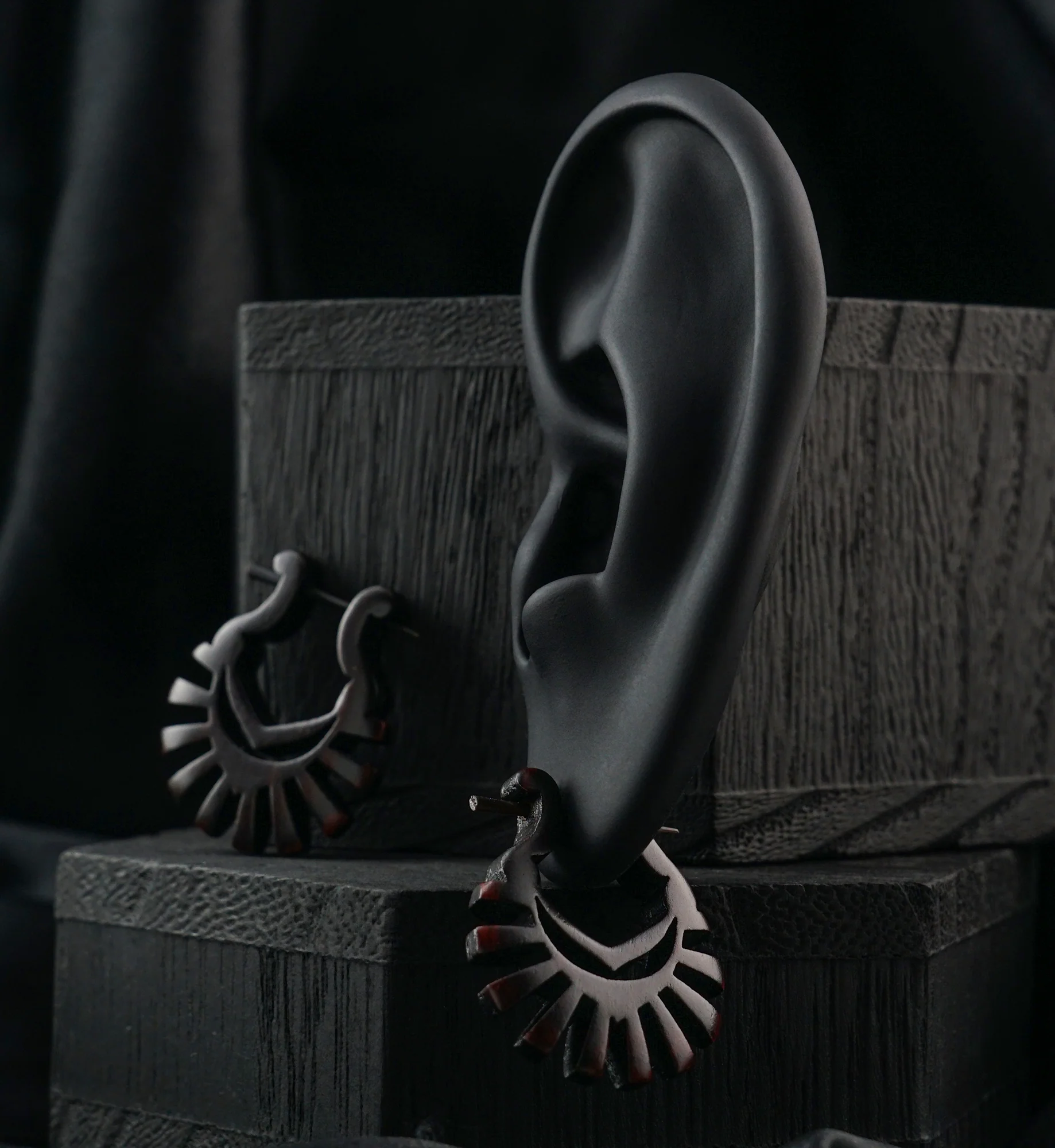 Blaze Hoop Narra Wood Earrings - Image 2