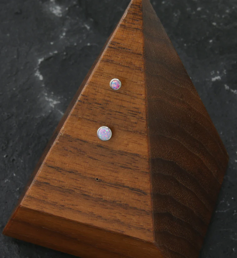 Flat Bezel Purple Opalite Threadless Titanium Top - Image 2
