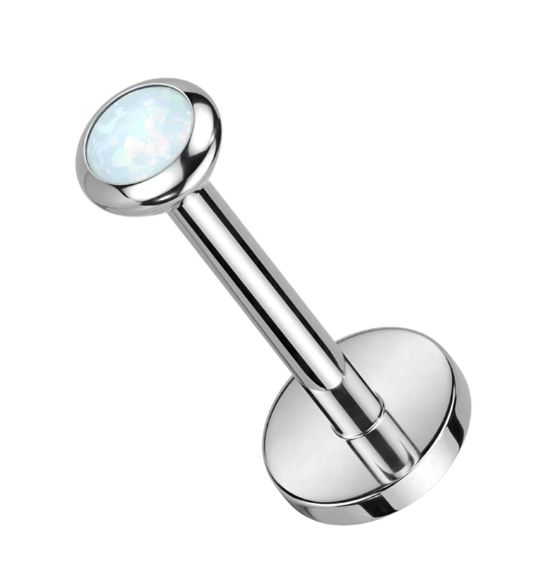 Flat White Opalite Titanium Threadless Labret