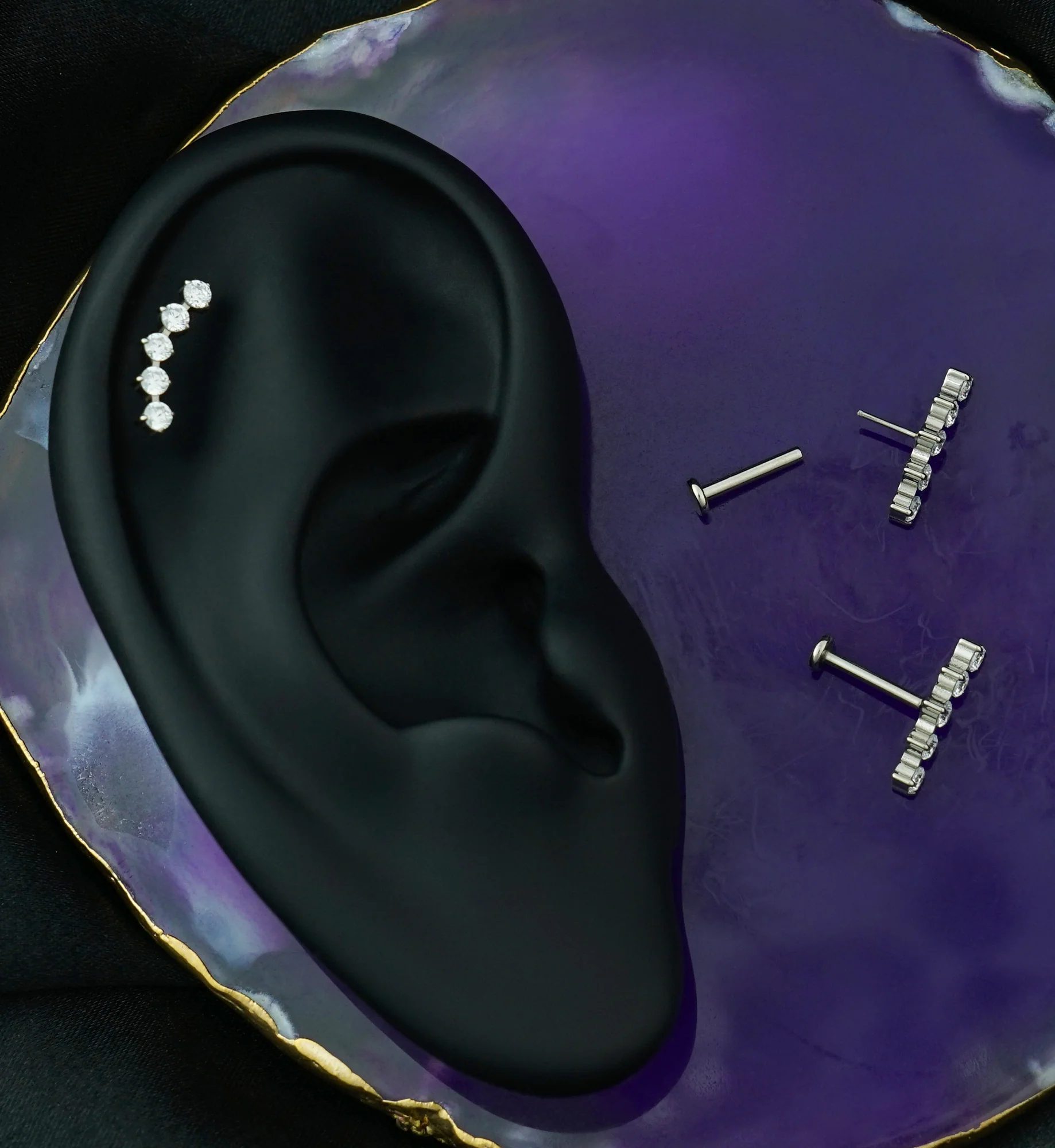 Flex Clear CZ Threadless Titanium Labret - Image 2