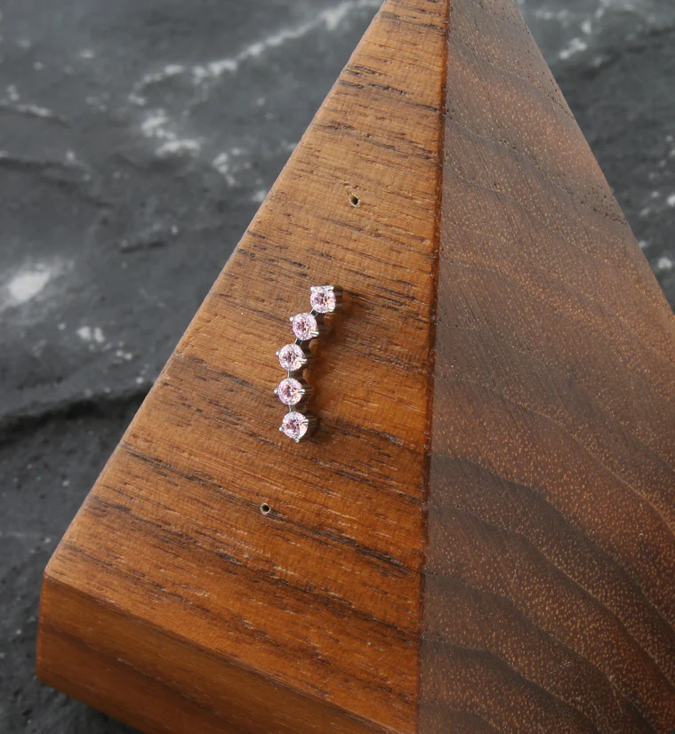 Flex Pink CZ Threadless Titanium Top - Image 2