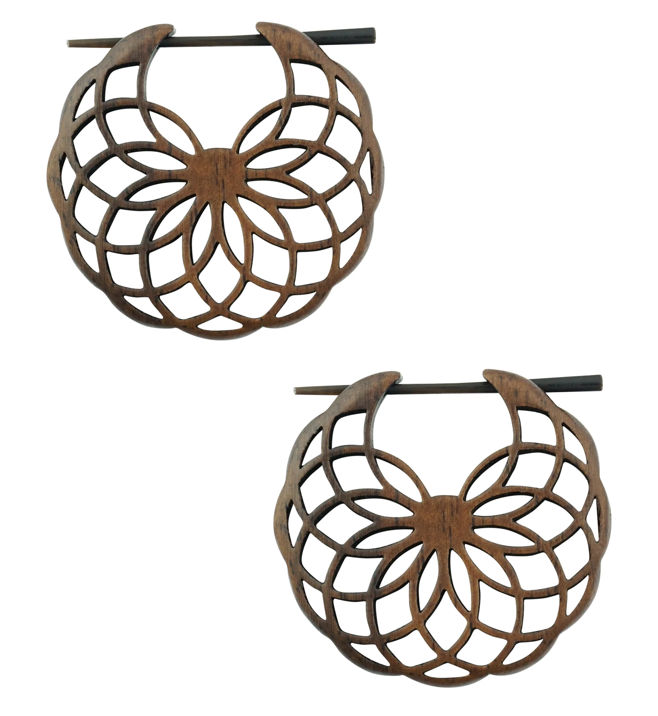 Geo Hoop Wood Earrings
