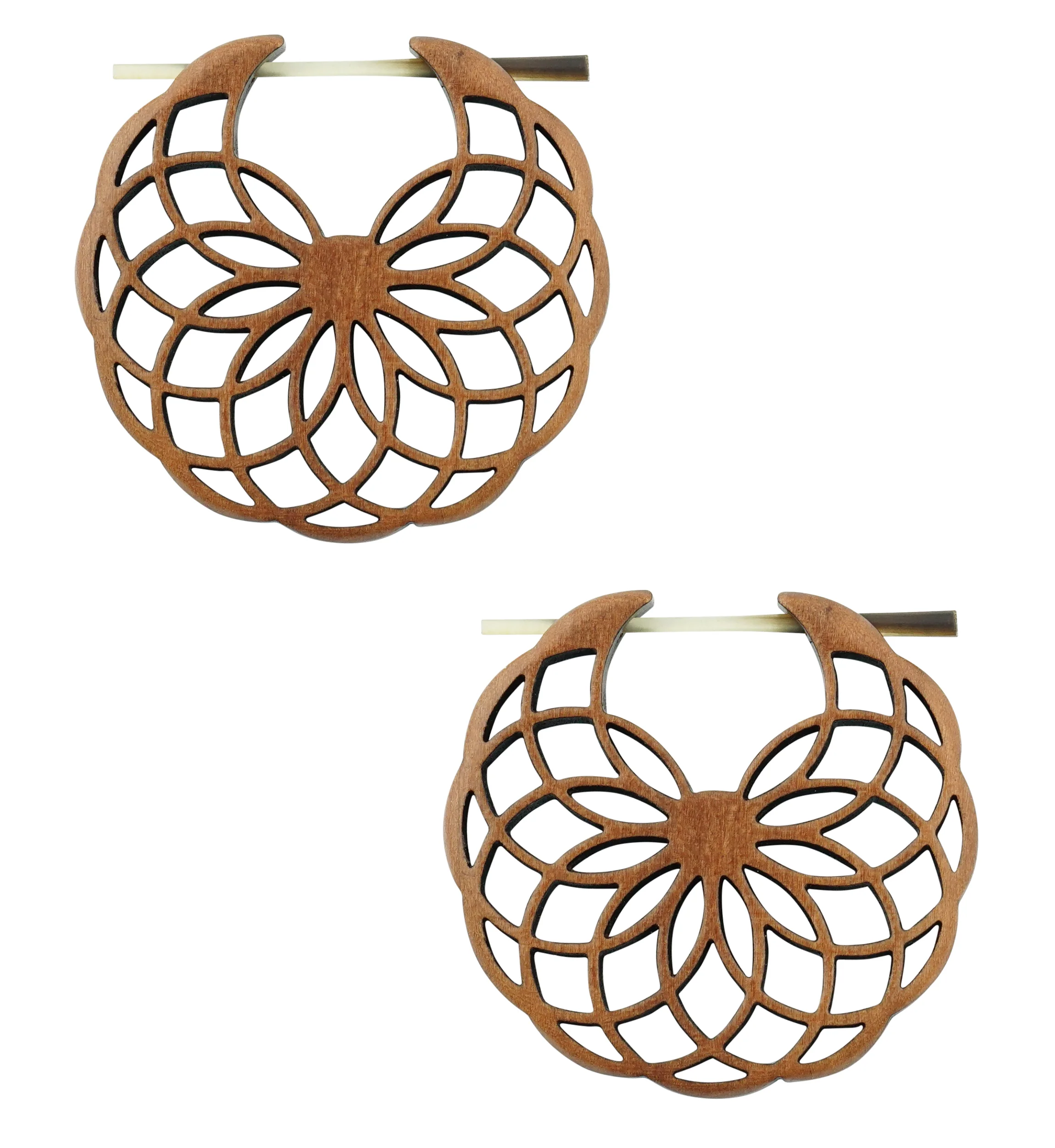 Geo Hoop Saba Wood Earrings
