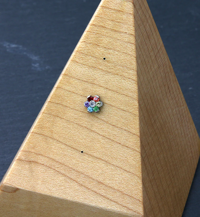 Floret Rainbow CZ Threadless Titanium Top - Image 2