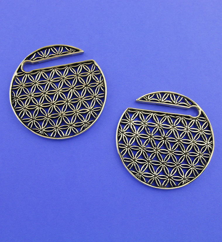 Flower of Life Disk Golden Ear Weights - Image 2