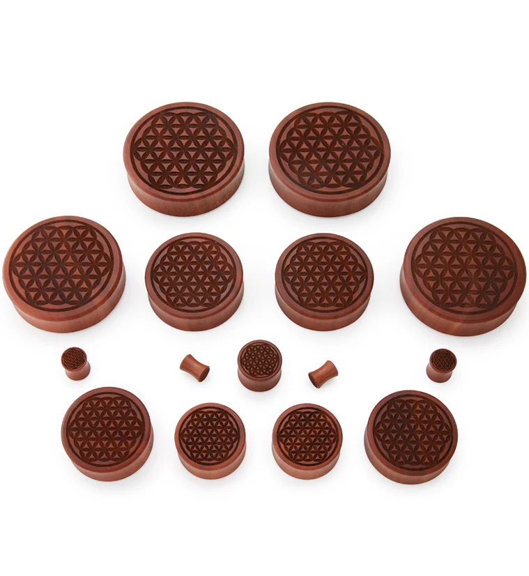Flower of Life Engraved Wood Plugs - Image 4