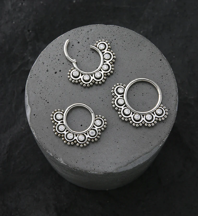 Frill 6 Piece CZ Titanium Hinged Segment Ring - Image 2